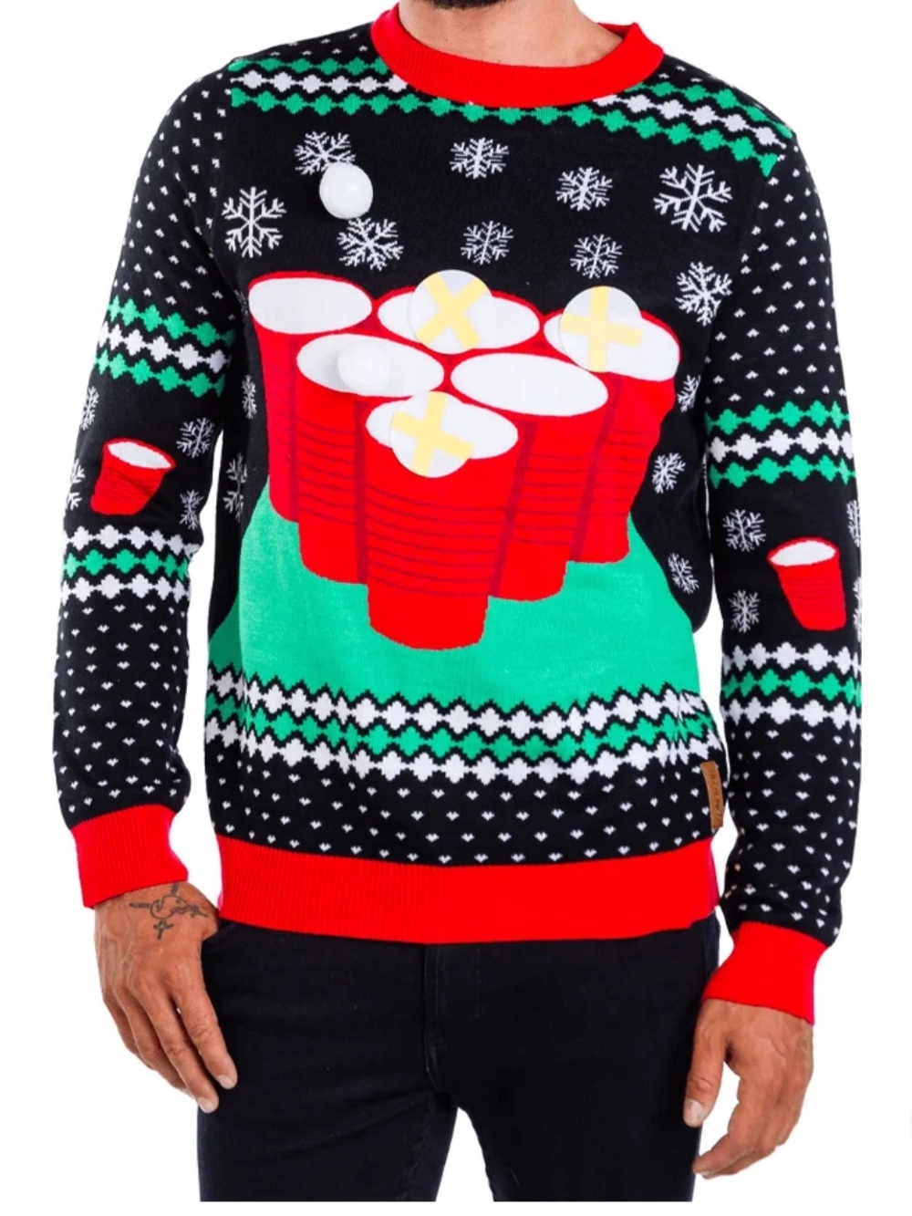 NWT Tipsy Elves Men's Beer Pong Game Ugly Christmas Sweater Size Small